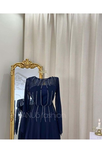 vanus fashion فستان سهرة طويل ( 2 لونين ) 4190