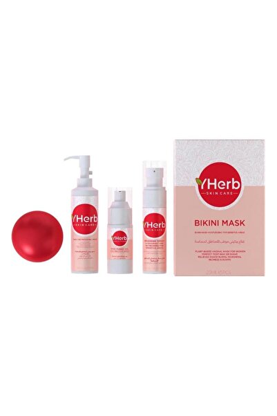 YHERB طقم للعناية بالمناطق الحساسة للنساء – غسول لطيف + جل منعّم + بخاخ معطّر + ماسك بكيني نباتي – ترطيب