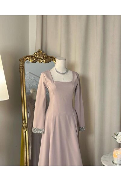 vanus fashion 5673 - فستان سهرة أنيق بتفاصيل فاخرة