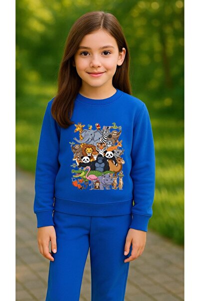 playwear Φούτερ ομάδας με στάμπα ANIMALS για κορίτσια και αγόρια, με λαιμόκοψ...