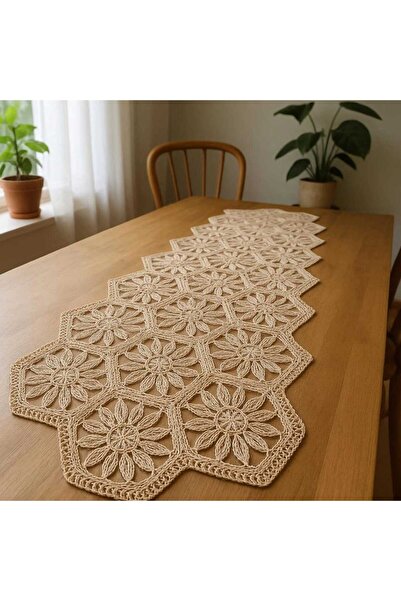 e-ceyiz Fransız Dantel Detaylı Tek Runner, Masa Üzerine Runner, Masa Örtüsü R...