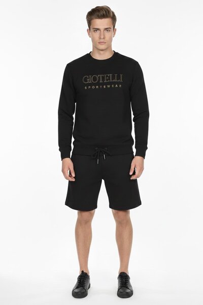 Sabri Özel Giotelli Siyah Regular Fit Pamuklu Bisiklet Yaka Şortlu Eşofman Ta...