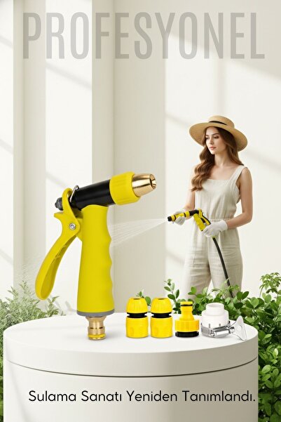 Transformacion Profesyonel Pirinç Uçlu Basınçlı Hortum Sulama Tabancası Seti ...