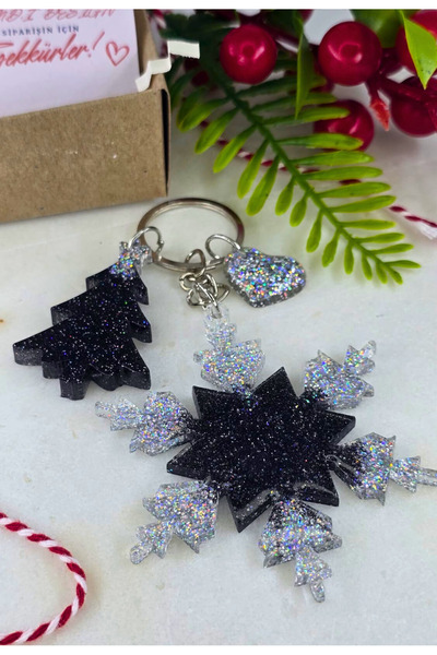 Frisson سلسلة مفاتيح بتصميم السنة الجديدة - ندفة الثلج، شجرة الصنوبر، نماذج ع...