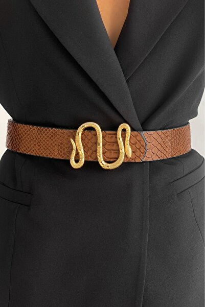 Be Best Γυναικεία Καφέ Ζώνη με Πόρπη Φιδιού BE226