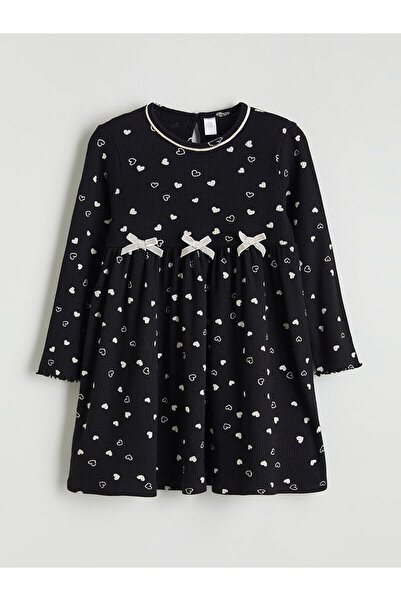 LC Waikiki Alita City Lcw Kids Black Camisole Printed Girls' Dress with a Dif...