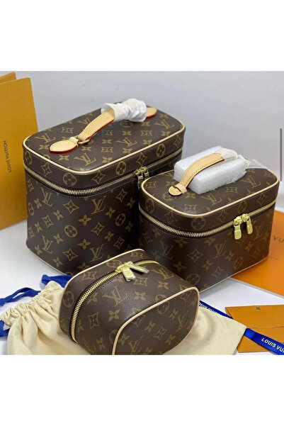 GGGG طقم شنط مكياج LV مكون من 3 شناط هاي كولتي