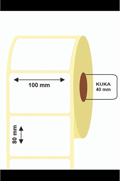 LABEL WORLD Boş Yapışkanlı Kuşe Barkod Etiketi 100mm X 80mm
