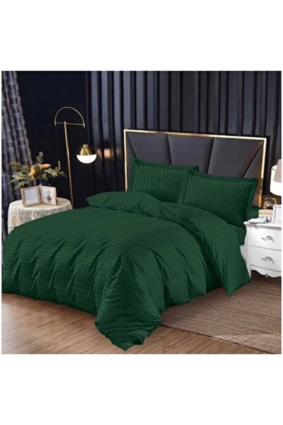 OEM Double Fitted Bed Linen Set Damask Cotton 4pcs Green (180x200x25, 200x230, 55x75)