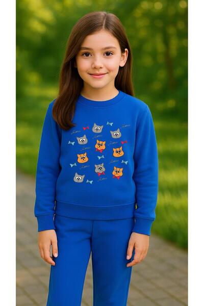 playwear Φούτερ ομάδας με στάμπα CAT HEADS για κορίτσια και αγόρια, με λαιμόκ...