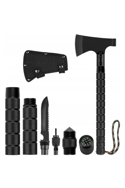 Depox 6-piece Multifunctional Axe with Firestarter/Whistle/Knife/Compass, 43.5 cm