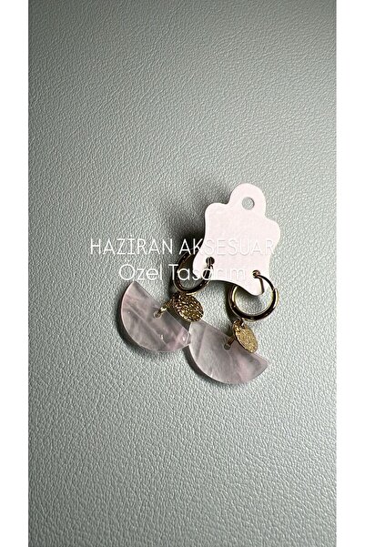 Haziran إكسسوار على شكل مروحة من الزجاج المقطوع، حجر طبيعي كوارتز وردي، أقراط...