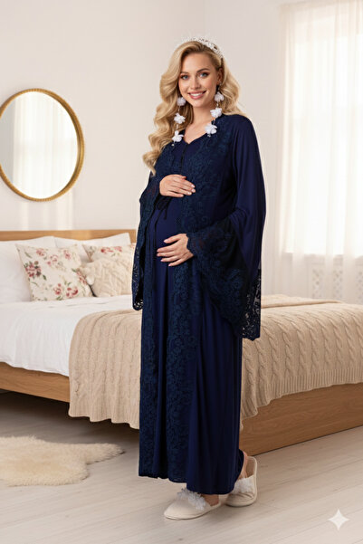 Lohussa Yeni Sezon Lacivert Özel Tasarım Tam Boy Baby Shower %100 Pamuk Hamil...