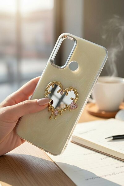 batuteknoloji Realme 5i-6i Aynalı Taşlı Fiyonklu Kabartma Yüzeyli Lady BTU Si...