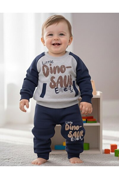 voyyo kids baby Baby Boy Dinosaur Printed Winter 3 Thread Ş Fleece-Lined Bott...