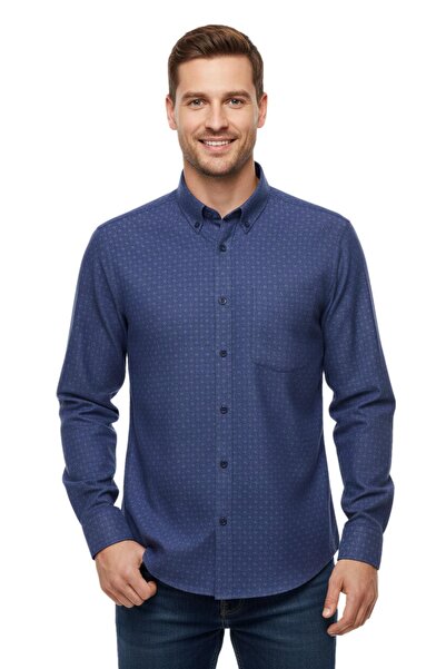 KAMER Men's Winter Long Sleeve Single Pocket Shirt 3565 Bgl-St04807