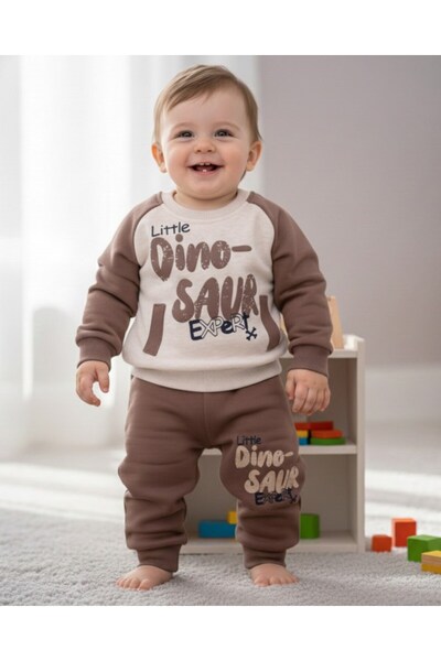 voyyo kids baby طقم بدلة رياضية للأطفال الأولاد ديناصور مطبوع شتاء مبطن بالصو...