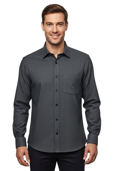 KAMER Men's Winter Long Sleeve Single Pocket Shirt 3543 Bgl-St04806