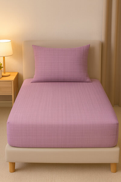 Alisy Home Scratched Texture Single Elastic Sheet and Pillowcase Set – Soft C...