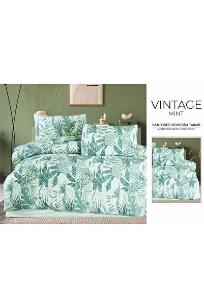 Bella Home Set lenjerie de pat dublu bumbac 100% piese Vintage Mint