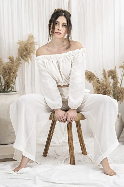 Richo Homewear ARCH Muslin Pijama Takımı, %100 Pamuk Kadın Ev Giyim Seti, Omz...