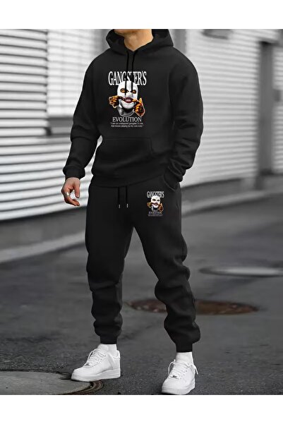 LELVANİ Set de trening cu glugă, imprimat cu tematică gangster