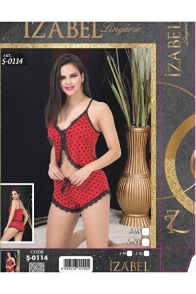 Pi Giyim Κόκκινο Σετ Πουά Δαντελένιο Σορτς