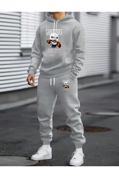 LELVANİ Set de trening cu glugă, imprimat cu tematică gangster