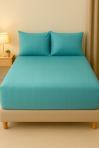 Alisy Home Scratched Textured Double Elastic Fitted Sheet Set – Sheet + Pillo...