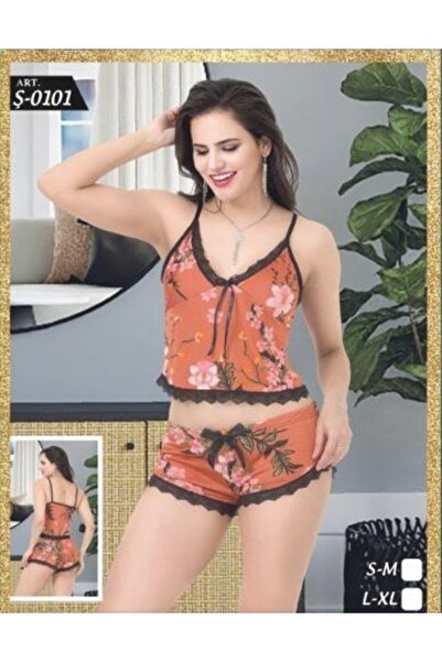 SİERNA Σετ σορτς με δαντέλα με πορτοκαλί λουλούδια