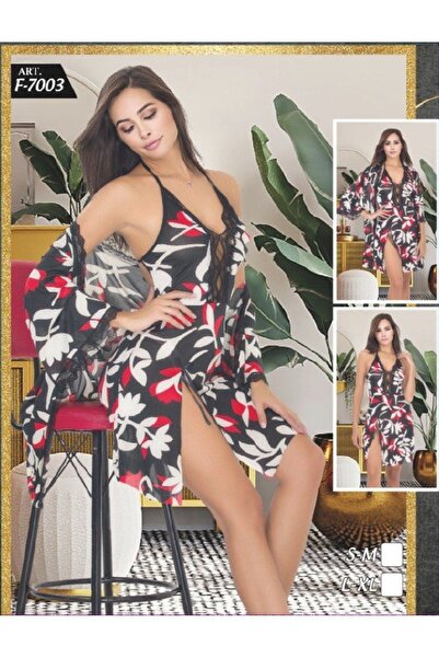 Modaley Giyim Σετ ρόμπας με δαντέλα με λουλουδάτο σχέδιο