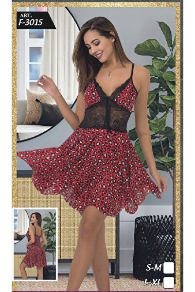 Pi Giyim Μίνι νυχτικό με κόκκινο λεοπάρ σχέδιο