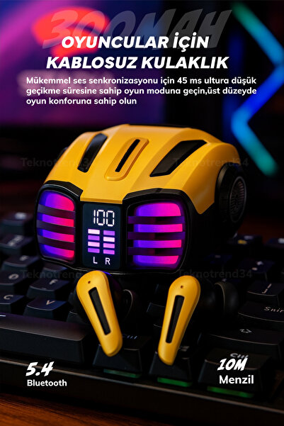 Bakeey Bumblebee Tasarım Oyun Kulaklığı TWS Bluetooth 45 MS Ultra Düşük Gecik...