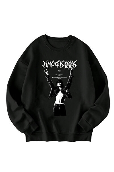 SVART WEAR Jungkook Принтирана прекалено голяма унисекс суитшърт