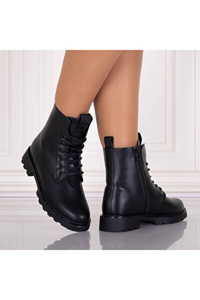 Botinelli Ghete negre pentru femei, cu căptușeală de blană, din piele Ajonya,...