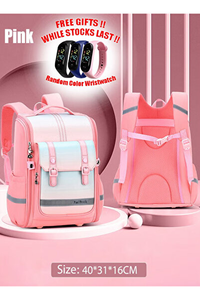 Generic Children's backpack for girls, with back support, waterproof fabric, and safety reflective strips