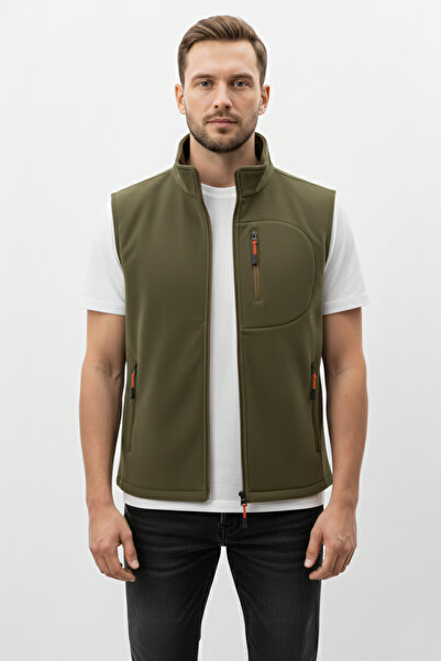 Alvora Khaki Vest Sleeveless 3 Pocket Men's Polar Daily Standard Comfortable Zippered Polar Vest Men