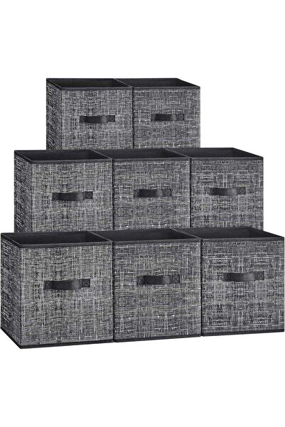SONGMICS Storage Cubes Set of 8 - Non-Woven Fabric Bins, Double Handles, Ink ...