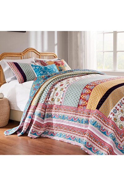 Hepta Collection Thalia%10Pamuk Geleneksel Yk Örtüsü Seti Boy Ters Çevrilebilir Yorgan Seti 3 Parça King/Cal King