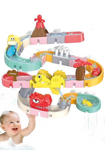 Generic Bath toy set, swimming pool toy dinosaur-shaped connecting track, 43-piece building block toy