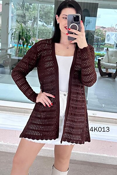 İnce Topuk Openwork Knitwear Cardigan 4K013