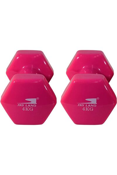 SKY LAND دمبل فينيل EM-9219R-4 مجموعة من قطعتين باللون الوردي، وزن كل منهما 4...