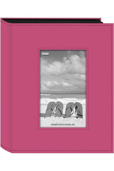 Pioneer Photo Albums ألبوم صور بايونير بإطار جلدي مخيط FRM-246CPK، وردي فاتح