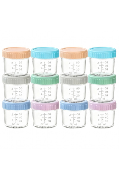 Elindor Set de 12 recipiente pentru hrănirea bebelușilor Elindor®, pentru diversificare, hrănire, 6 x 6,2 cm, multicolore