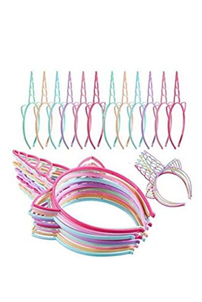 DOMEET طقم عصابات رأس لحفلات يونيكورن مكون من 24 قطعة، مقاس 22.5 × 14 سم