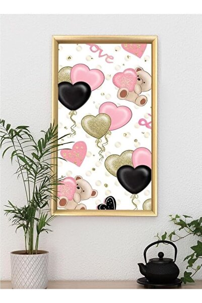 Generic Black Pink Heart Copy Framed Digital Wall Poster, 40 x 55 cm
