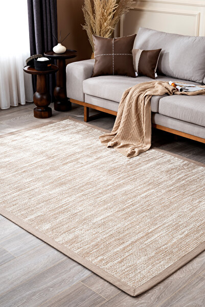 Koza Halı Sisalo Bordure Krem Natural - Bordür Vizon Halı B3418C