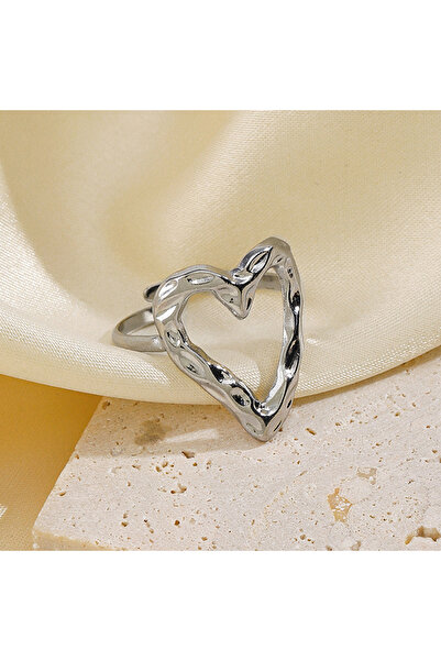 Choice خاتم زاكول الفضي المصنوع من الفولاذ المقاوم للصدأ بتصميم قلب مجوف غير ...