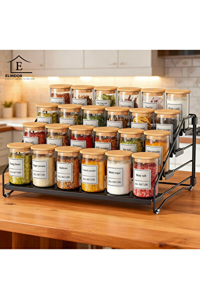 Elindor Organizator de condimente cu 4 niveluri, suport organizator, pentru b...
