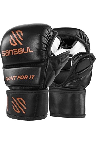 Sanabul Essential 7 oz MMA Gloves (Black/Copper, Small/Medium)